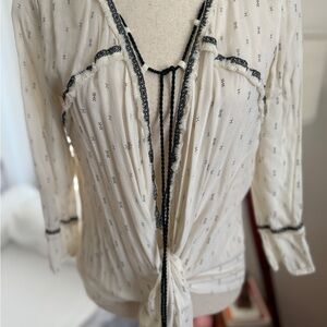 Japna Ivory and Ebony Patterned Blouse